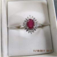 Sterling Silver Ruby & Cubic Zirconia (approx 3.0)