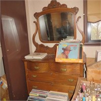 ANTIQUE OAK SERPENTINE DRESSER