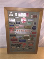 Vintage Label Sticker Display on Wood