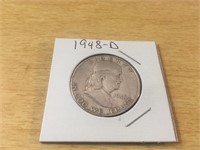 1948-D SILVER FRANKLIN Half Dollar in Case