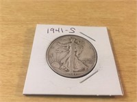 1941-S SILVER Walking Liberty Half Dollar in Case