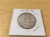 1948-D SILVER FRANKLIN Half Dollar in Case