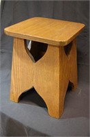 Antique Oak Arts and Crafts Library Step Stool