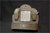 Early Punched Tin Comb & Brush Holder