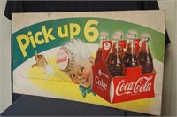 Rare Coke Pick Up 6 Cardboard Banner Sign