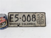 Plaque d'immatriculation vintage BC licence plate