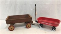 Vintage Wooden Toy Wagon & New Wagon V7B