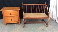 Wooden Bench & Night Stand P14A