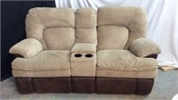 Two Seat Reclining Tan & Brown Sofa