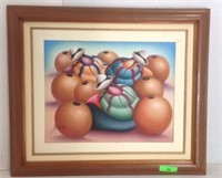Framed Mexican Canvas Painting -  R