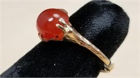 Unmarked Gold Ladies Carnelian Cabochon Ring
