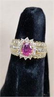 14kt Ruby & Diamond Ladies Dress Ring