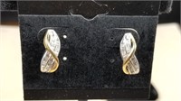 14kt Yellow & White Gold Diamond Post Earrings