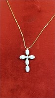 14kt Yellow Gold 6 Opal Cross Necklace & Chain