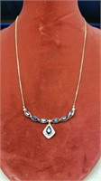 Elegant 14kt Diamond & Sapphire Pendant Necklace