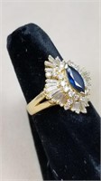 14kt YG Diamond & Sapphire Cocktail Ring