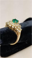 14kt YG Diamond & Emerald Cocktail Ring