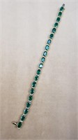14kt  7" Diamond & Emerald Tennis Style Bracelet