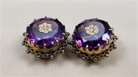 Victorian Amethyst & Seed Pearl Cuff Buttons