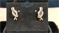 14kt Rose Gold Diamond Ribbon Style Post Earrings