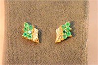 14kt Yellow Gold Emerald Earrings