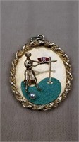 14kt Yellow Gold Golf Articulated Pendant w/Pearl