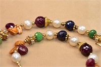 17" Empire Gems Collection YG/Multi Color Necklace