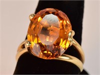 Oval Cut Golden Citrine Cocktail Ring 10kt YG