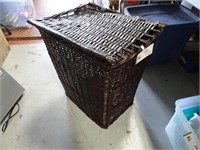 wicker laundry basket (lid is in rough shape)