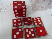 glass dice coasters in case