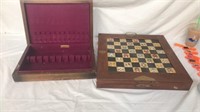 Chess board no pieces with silverware container