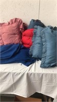 Pillows, blankets, sleeping bags