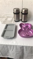 Bunny cake pan, 2 thermos, steaming and heating