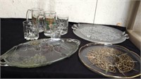 Group of glass platters and glasses