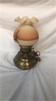 Vintage Fenton shade on oil style lamp