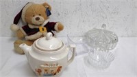 collectible glassware and Porcelier teapot with