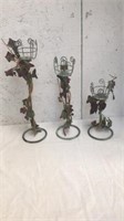 3 metal candle holders