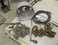 (2) Binders, Assorted Chains & 16" 8 Hole Trailer