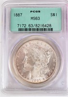 Coin  1887-P  Morgan Silver Dollar PCGS MS63