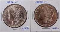 Coin 2 Morgan Silver Dollars 1896-P & 1898-P