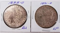 Coin 2 Morgan Silver Dollars 1888-O & 1891-P