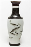 Japanese Porcelain "Fish" Vase, Hand-Painted