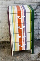 Striped Wooden Chest of Drawers