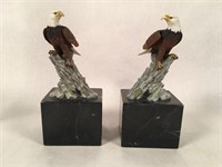 Pair of Marble Eagle Bookends
