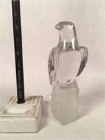 Heavy Frosted Glass Eagle Vase & Figurine