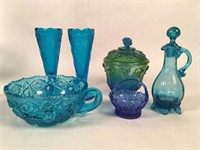Vintage Teal Blue and Green Glass