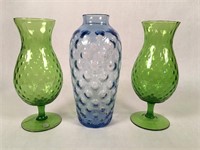Mid Century Optic and Quilted Bubble Vases