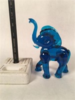 Blue Art Glass Elephant Figurine