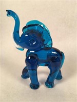 Blue Art Glass Elephant Figurine