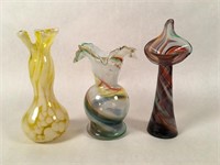 Three Beautiful Art Glass Vases